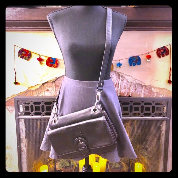 Black and Brown Faux Leather Reversible Crossbody - Picture 1 of 8